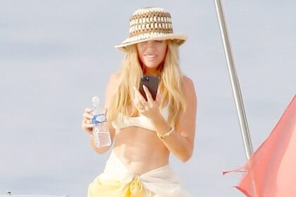 abbey clancy looks sensational in a tiny cream bikini as she enjoys a yacht trip with shirtless husband peter crouch in the south of france 6895ba3a9d247