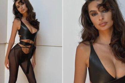 emily ratajkowski stuns in leather sheer outfit 68ac77571e1d8