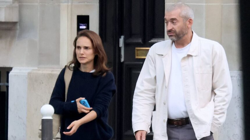 natalie portman cuts a casual figure on rare outing with boyfriend tanguy destable as they enjoy a romantic stroll in paris following her divorce from cheating ex benjamin millep 68cab82bd57dc