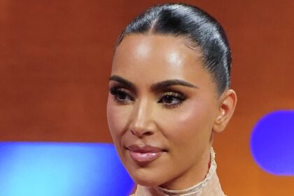 kim kardashian stuns in another racy look while promoting her series alls fair as she slips into a latex mini dress on the graham norton show 68facd8d459b9