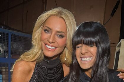 strictlys tess daly stuns in a fitted halterneck dress while claudia winkleman dazzles in sequins on bbc show after announcing their shock exit 690fbefc1b320
