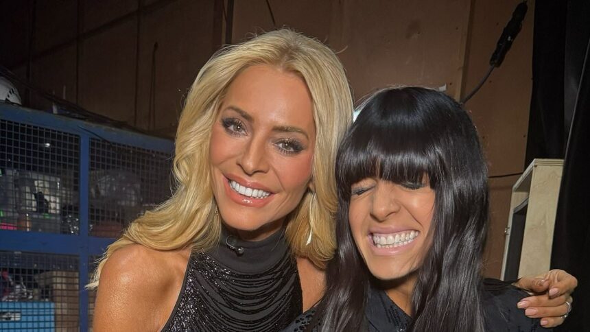strictlys tess daly stuns in a fitted halterneck dress while claudia winkleman dazzles in sequins on bbc show after announcing their shock exit 690fbefc1b320