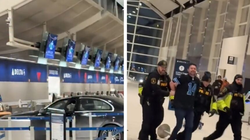 car crashes into terminal at detroit airport in crazy video 69742bdd4bd0e