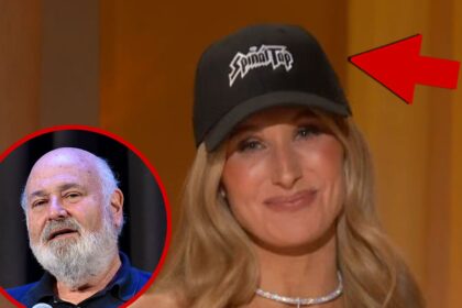 nikki glaser wears spinal tap hat to tribute rob reiner at golden globes 6964fcd7d234b