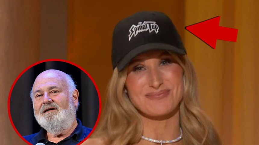 nikki glaser wears spinal tap hat to tribute rob reiner at golden globes 6964fcd7d234b